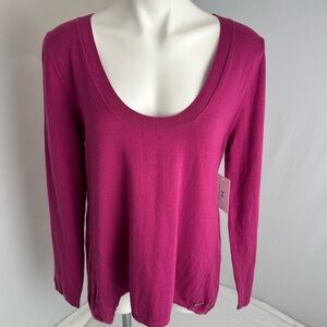 H by Halston magenta high-low scoop neck long sleeve sweater M